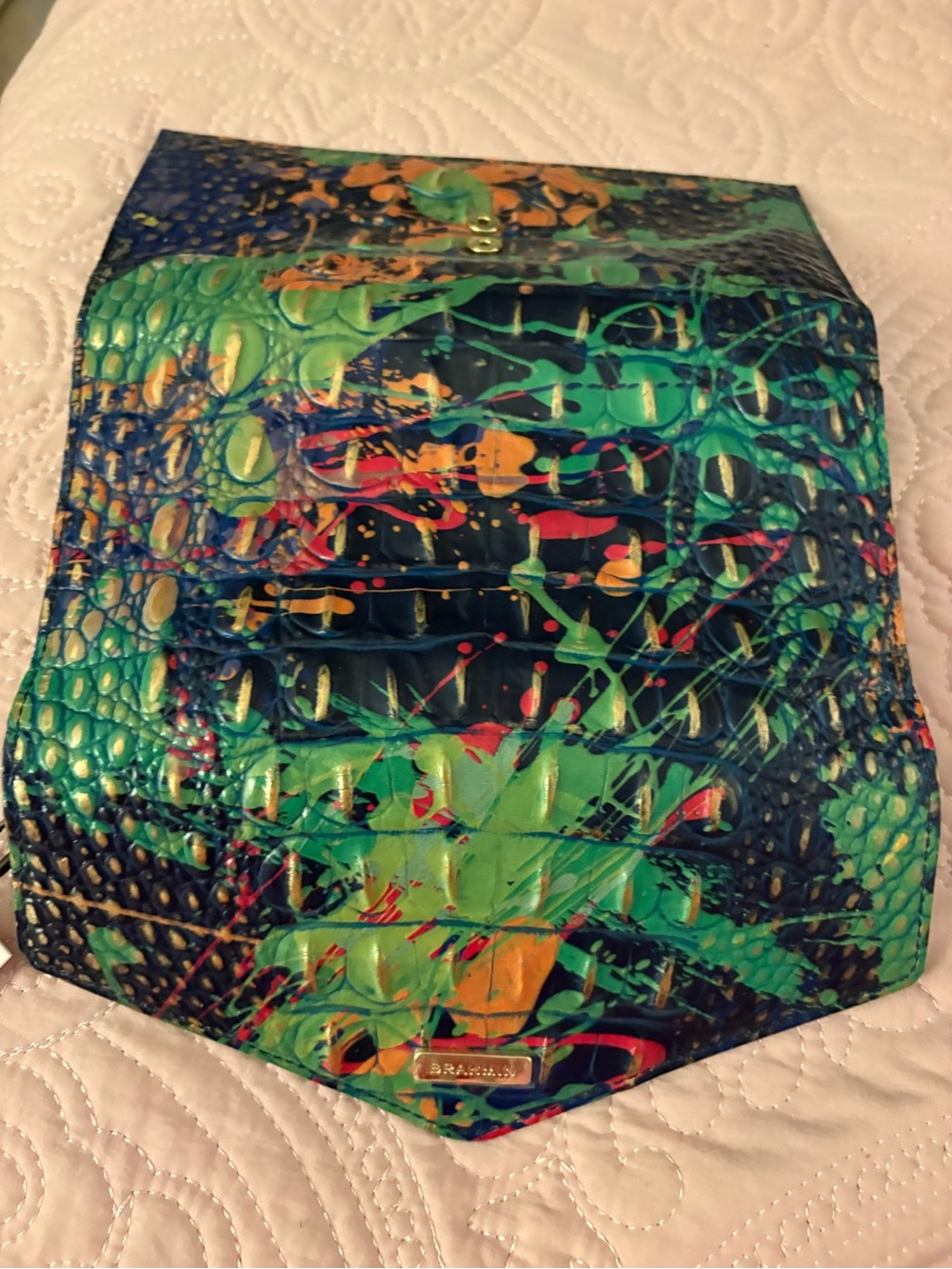 Brahmin Veronica Festival Melbourne Green Multi Croc-Embossed Leather Wallet - Picture 2 of 5